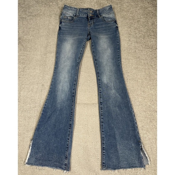 PacSun Denim - Pacsun Jeans Womens 25 28x32 Blue Low‎ Rise Boot Stretch Frayed Hem Festival